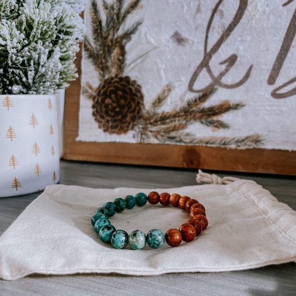 Gemstone Bracelet- African Turquoise + Bayong Wood - Picture 5 of 6